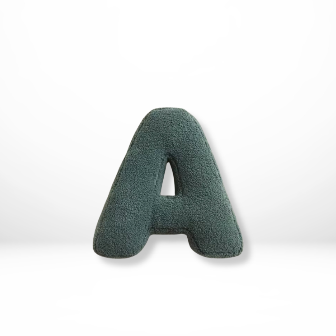 Alfabetletter sierkussen met sherpastof en pluche opgevuld ontwerp gepersonaliseerd