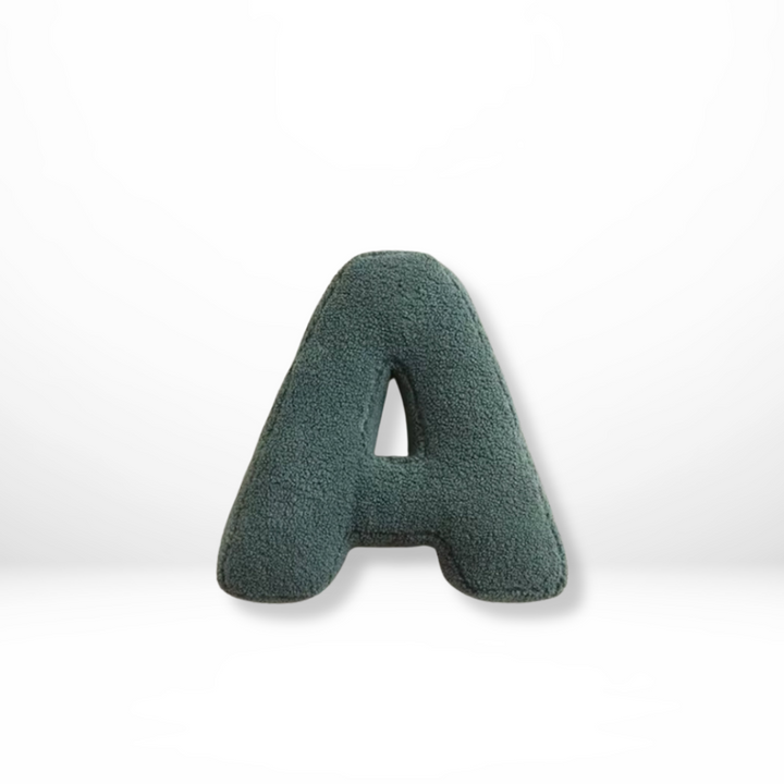 Alfabetletter sierkussen met sherpastof en pluche opgevuld ontwerp gepersonaliseerd