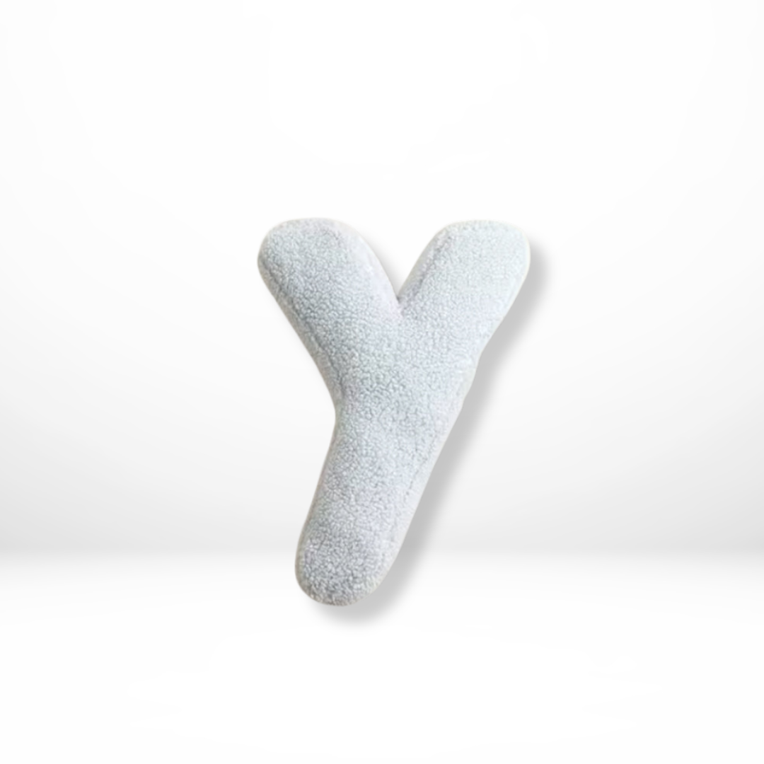 Alfabetletter sierkussen met sherpastof en pluche opgevuld ontwerp gepersonaliseerd