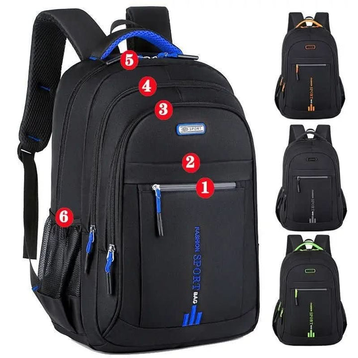 Reislaptoprugzak heren leer met meerdere vakken, gevoerde banden, waterdicht