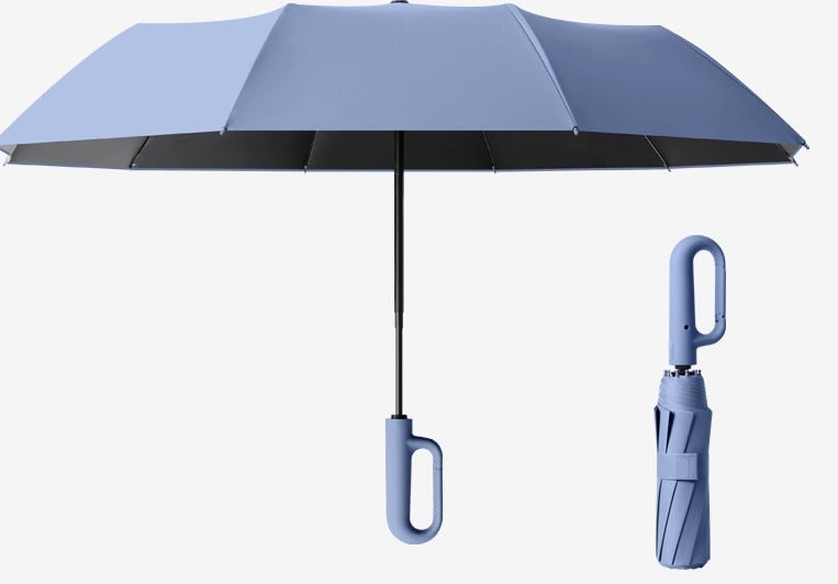 Opvouwbare reisparaplu met karabijnhaak, compact, draagbaar, windbestendig, uv-bescherming
