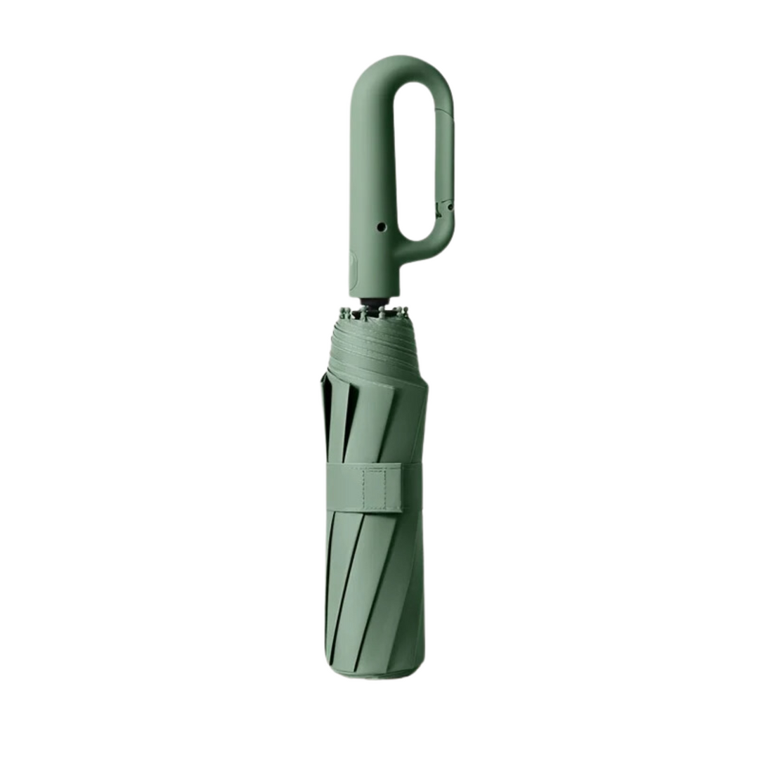 Opvouwbare reisparaplu met karabijnhaak, compact, draagbaar, windbestendig, uv-bescherming
