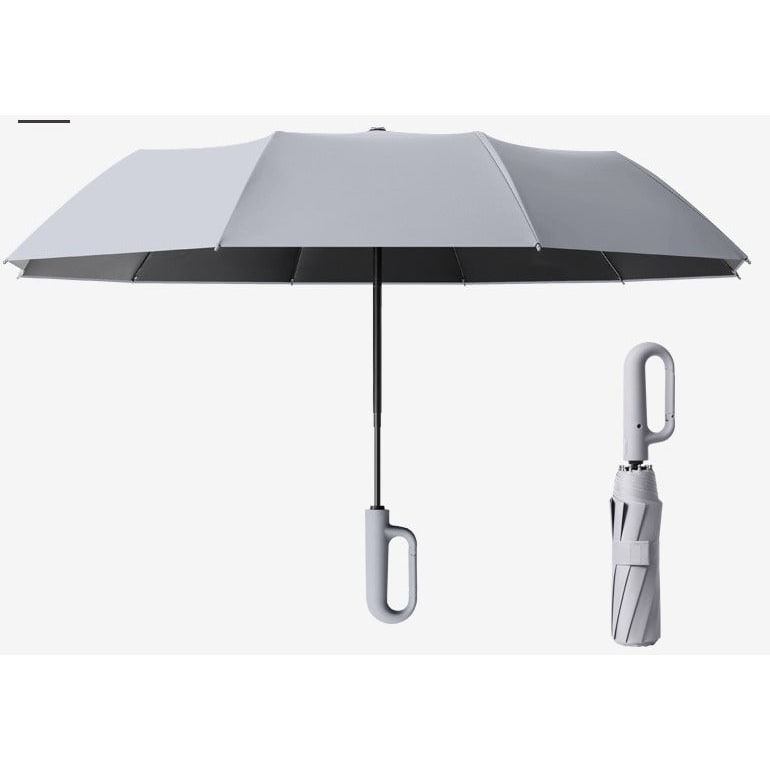 Opvouwbare reisparaplu met karabijnhaak, compact, draagbaar, windbestendig, uv-bescherming
