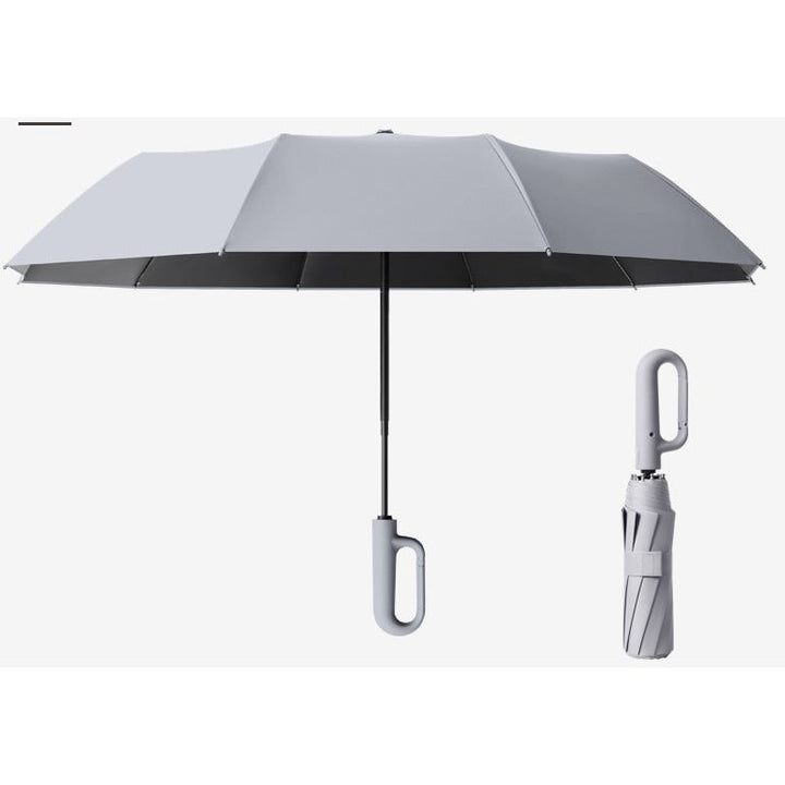 Opvouwbare reisparaplu met karabijnhaak, compact, draagbaar, windbestendig, uv-bescherming