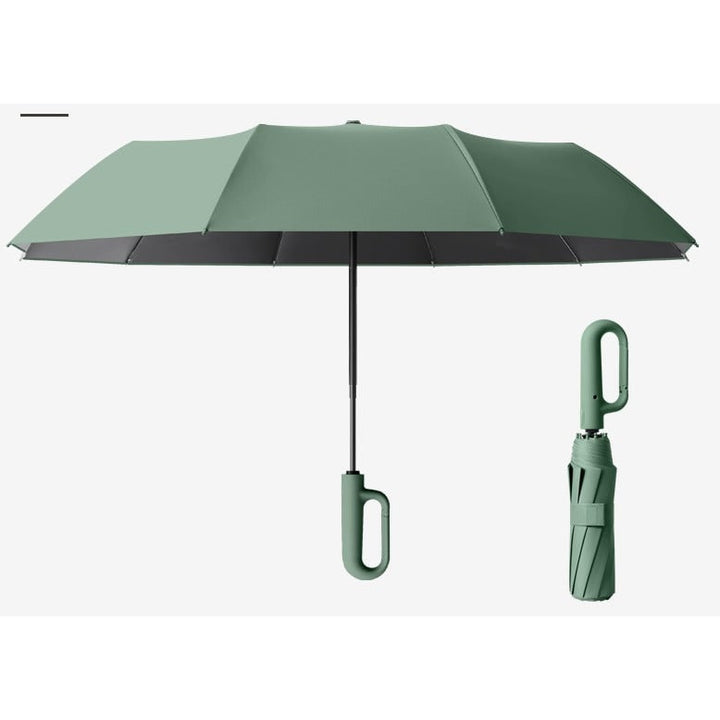 Opvouwbare reisparaplu met karabijnhaak, compact, draagbaar, windbestendig, uv-bescherming