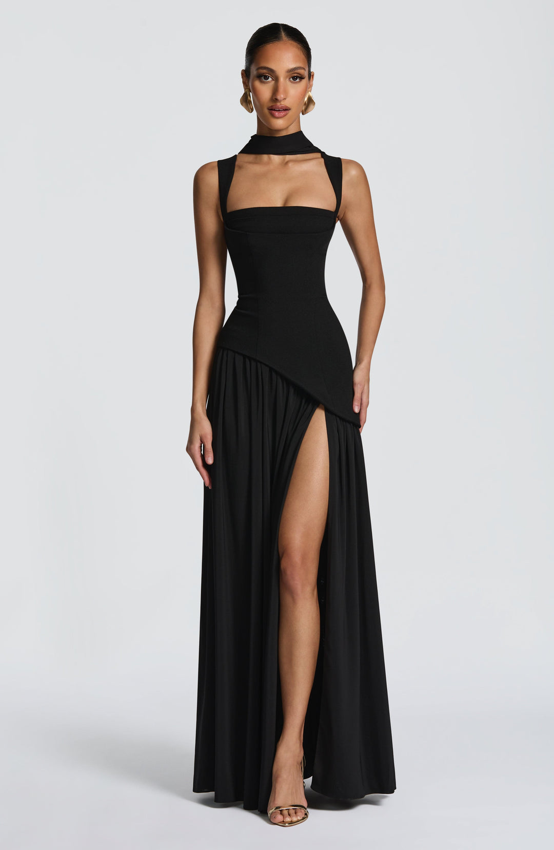 Vloeiende chiffon maxi-jurk met veterdetail op de rug