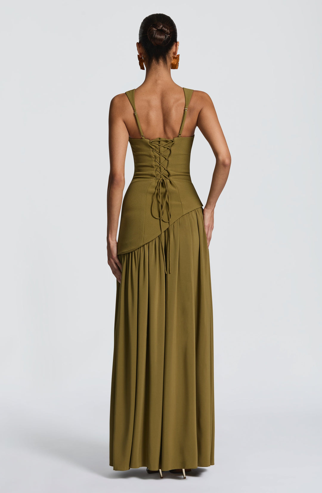 Vloeiende chiffon maxi-jurk met veterdetail op de rug