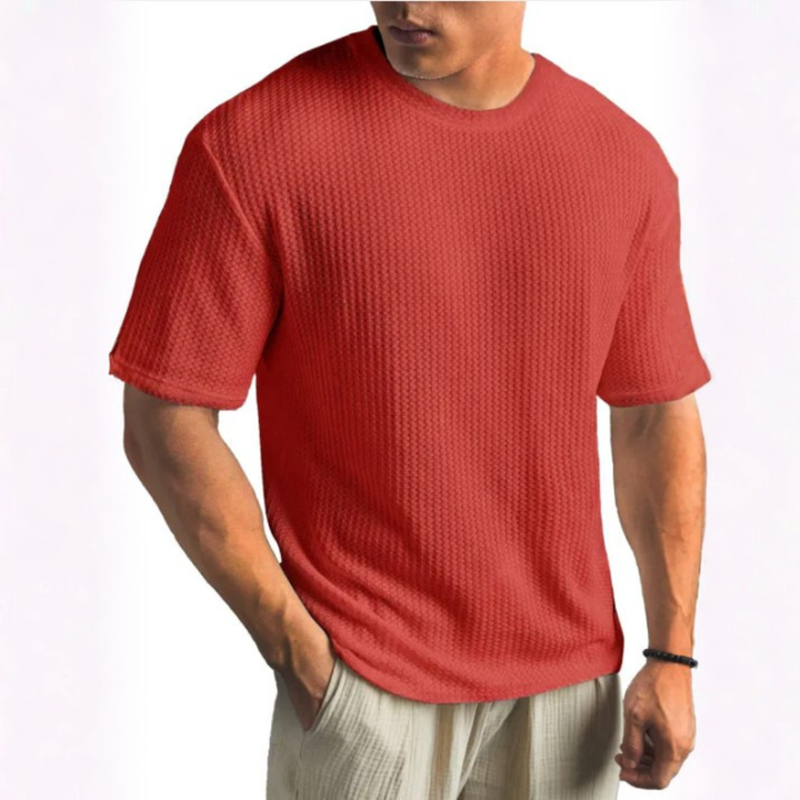 Basketweave Knit T-Shirt Heren