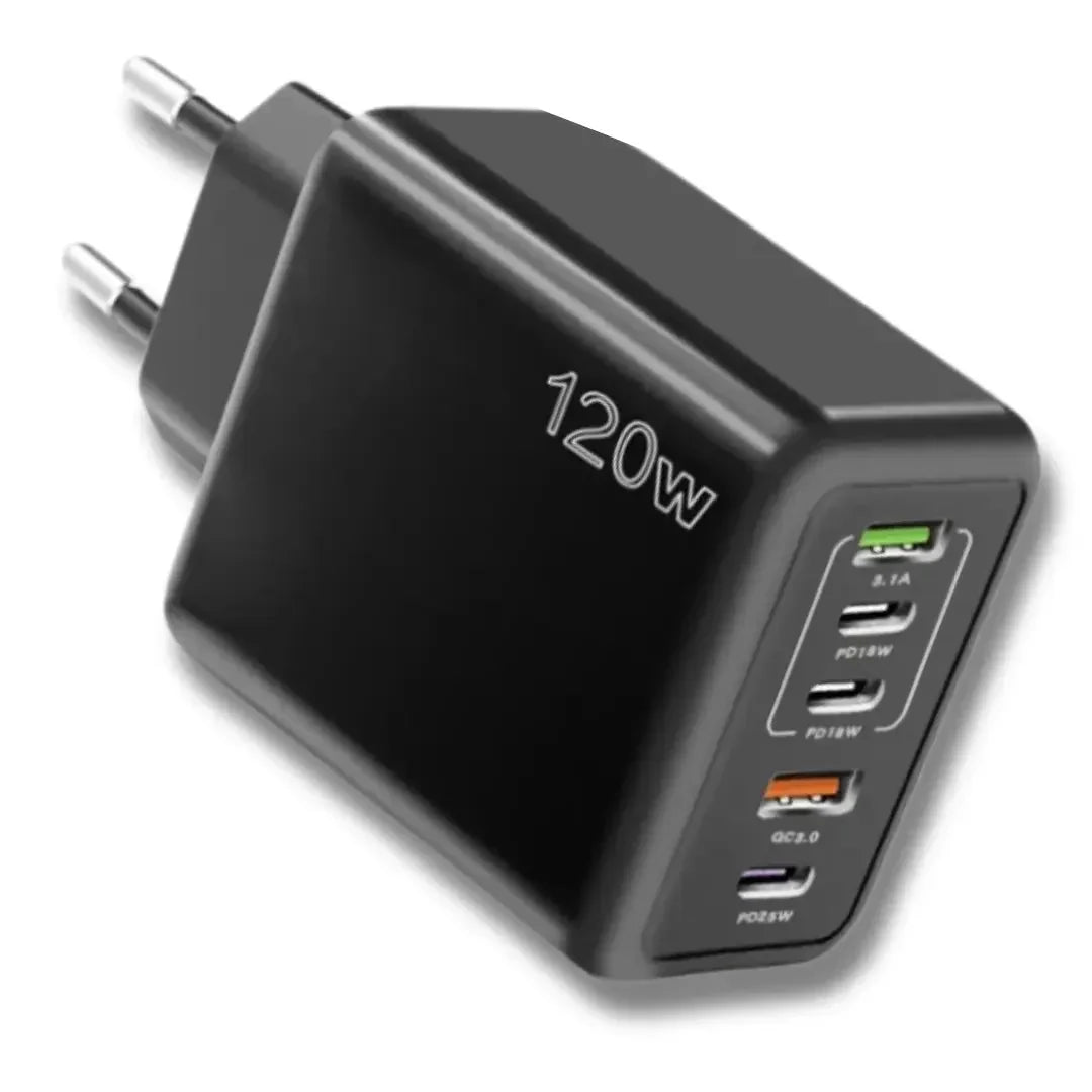 5-poorts USB-wandlader – 2× USB-A + 3× USB-C, Quick Charge 3.0