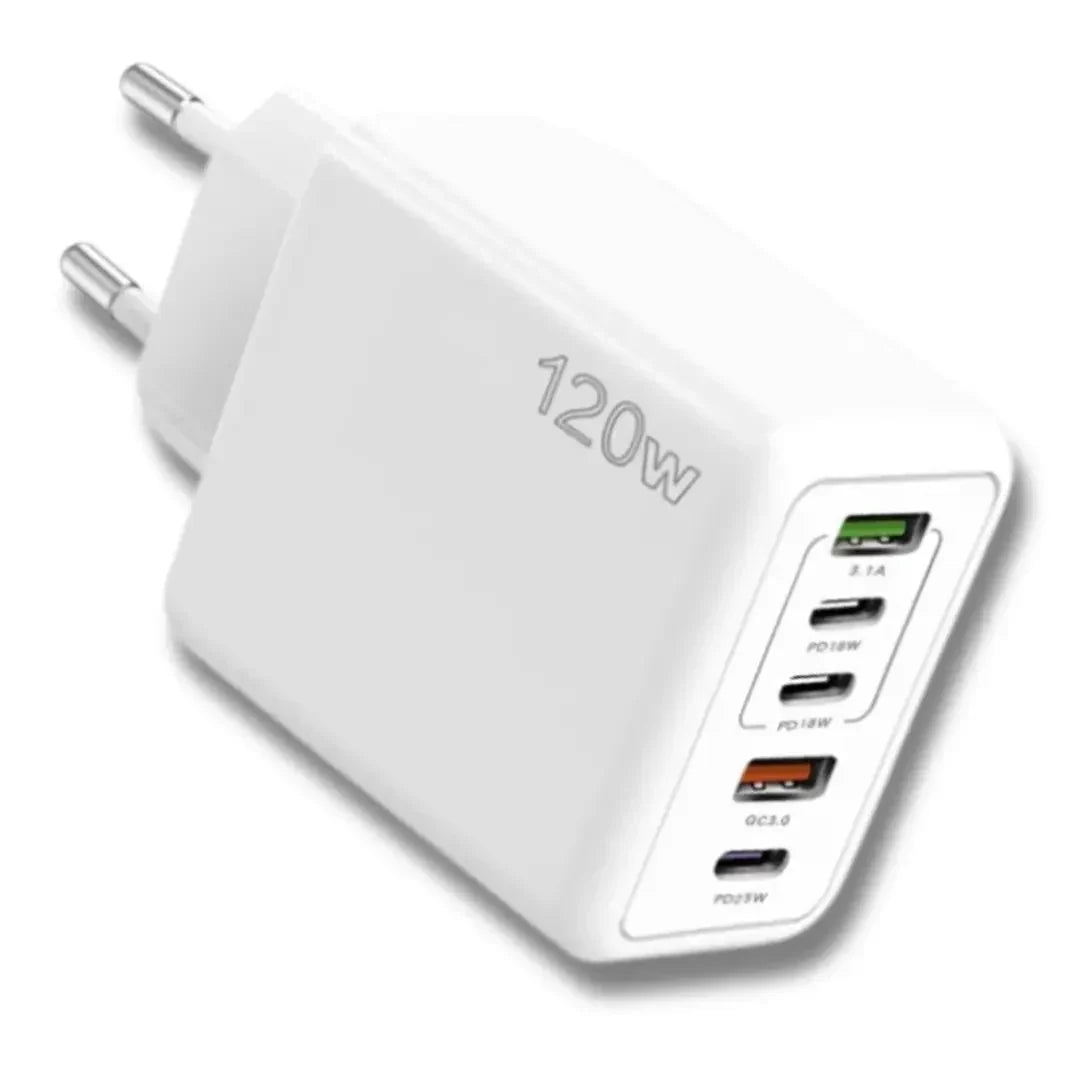 5-poorts USB-wandlader – 2× USB-A + 3× USB-C, Quick Charge 3.0
