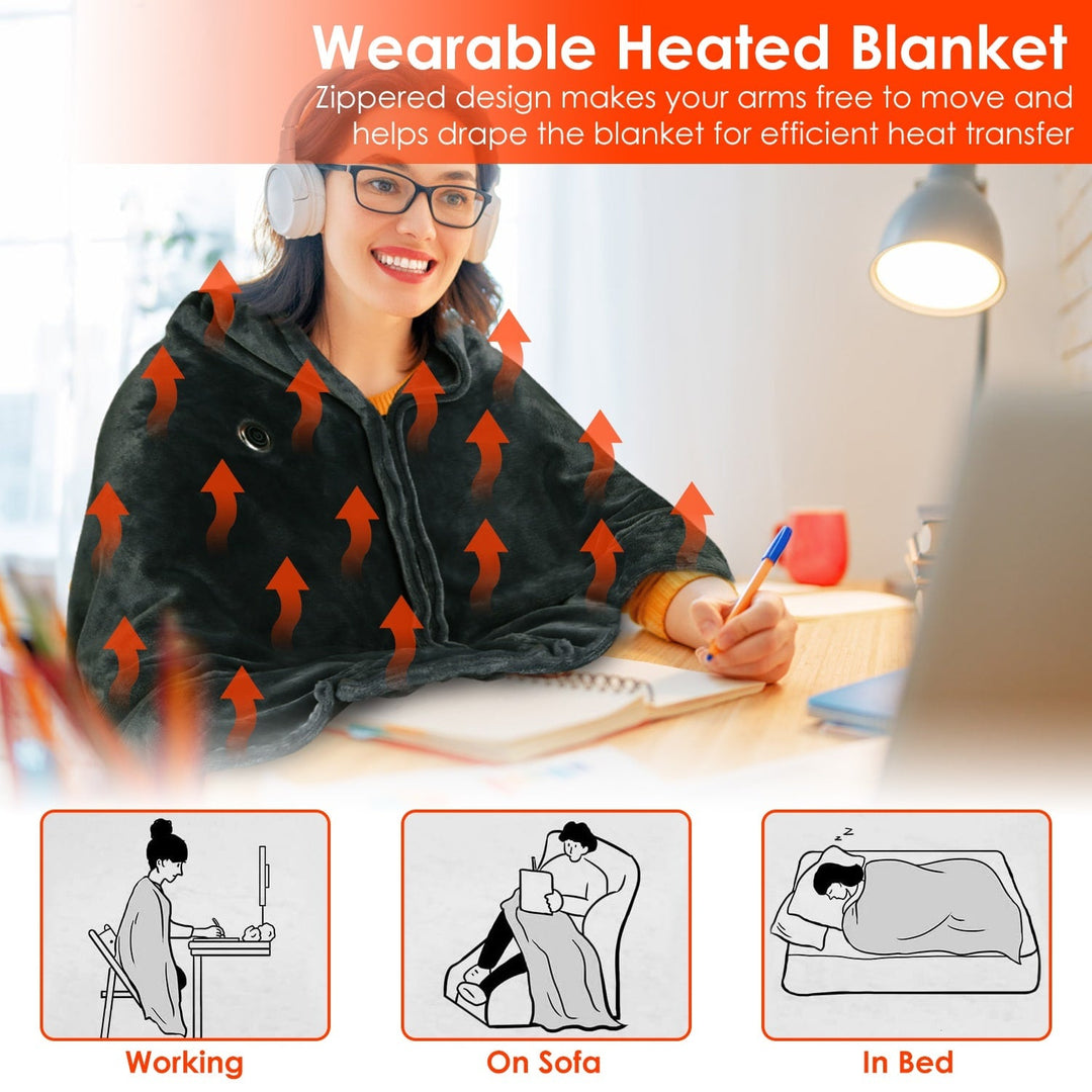 USB draagbare verwarmde deken met rits fleece plaid omslagdoek en elektrische sjaal 59x31in