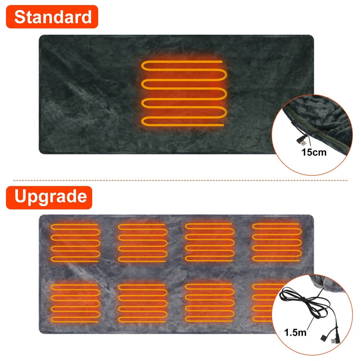 USB draagbare verwarmde deken met rits fleece plaid omslagdoek en elektrische sjaal 59x31in