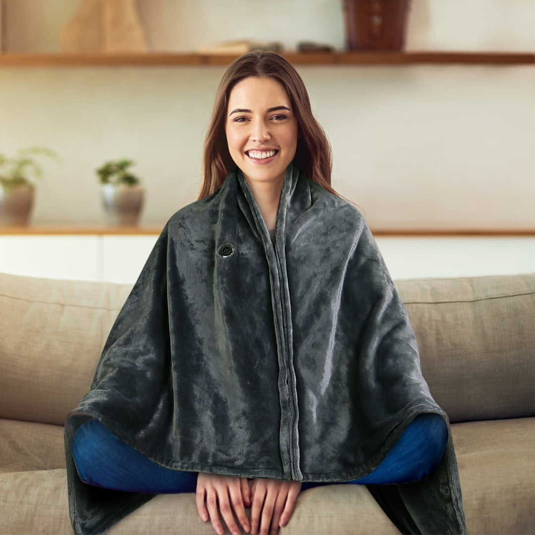 USB draagbare verwarmde deken met rits fleece plaid omslagdoek en elektrische sjaal 59x31in