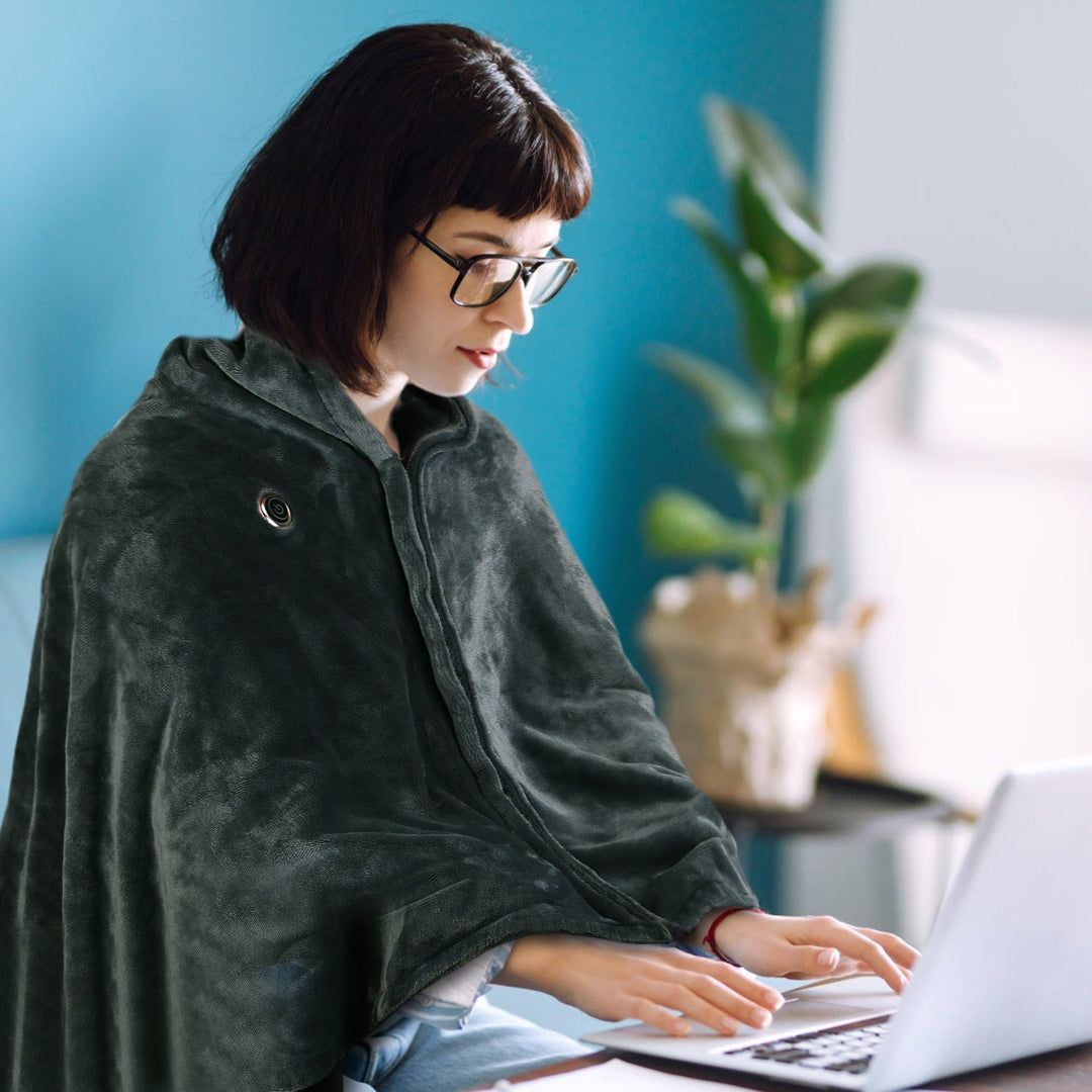 USB draagbare verwarmde deken met rits fleece plaid omslagdoek en elektrische sjaal 59x31in