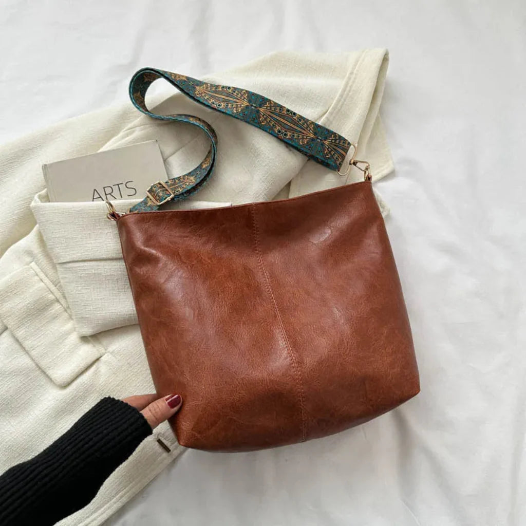 Vintage leren schoudertas voor dames