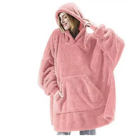Draagbare dekenhoodie, oversized fleece met kangoeroezak