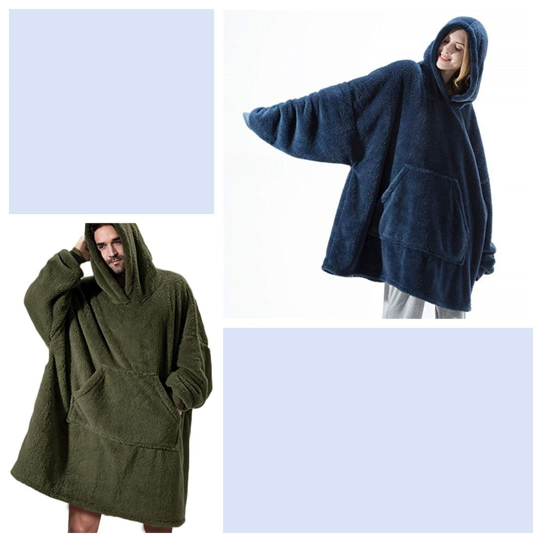 Draagbare dekenhoodie, oversized fleece met kangoeroezak