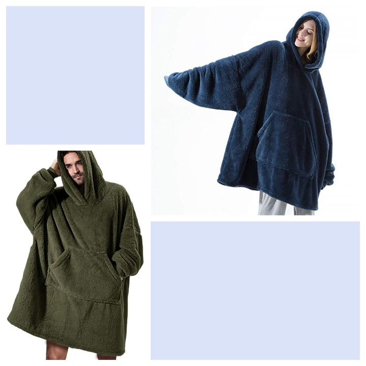 Draagbare dekenhoodie, oversized fleece met kangoeroezak
