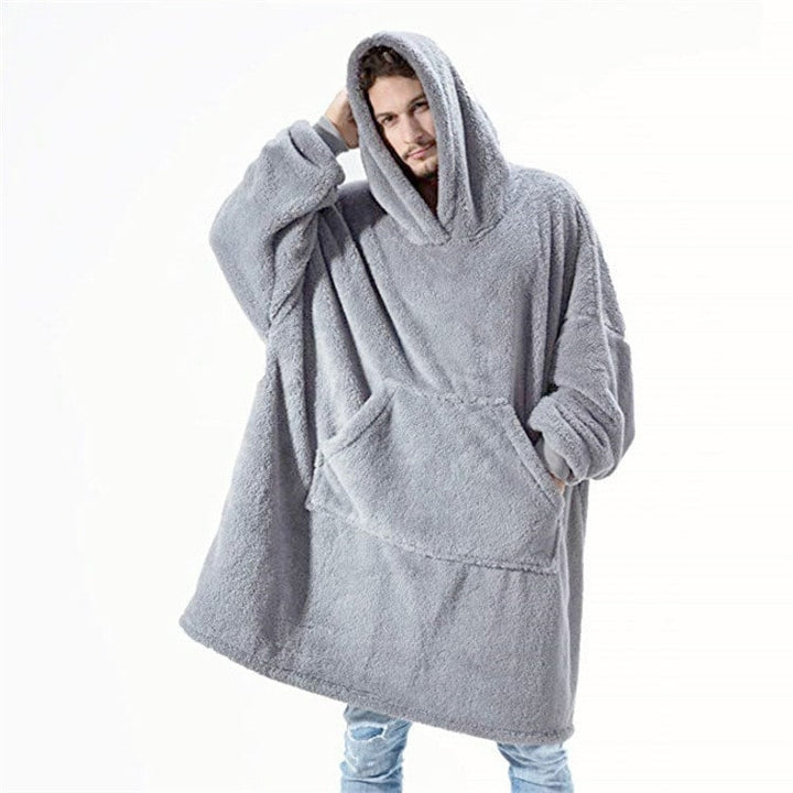 Draagbare dekenhoodie, oversized fleece met kangoeroezak