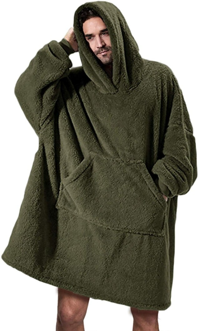 Draagbare dekenhoodie, oversized fleece met kangoeroezak