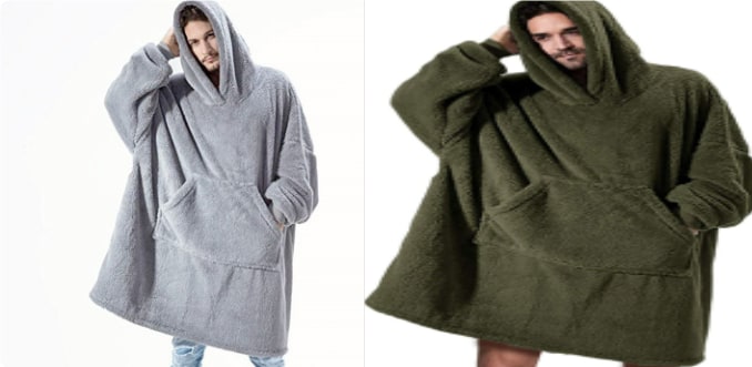 Draagbare dekenhoodie, oversized fleece met kangoeroezak