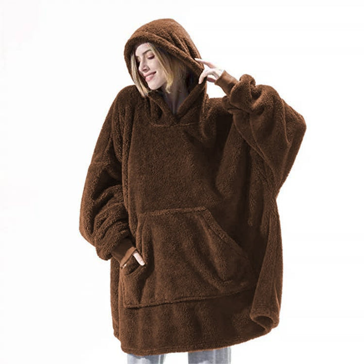Draagbare dekenhoodie, oversized fleece met kangoeroezak