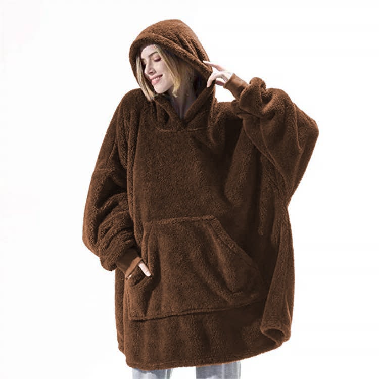 Draagbare dekenhoodie, oversized fleece met kangoeroezak