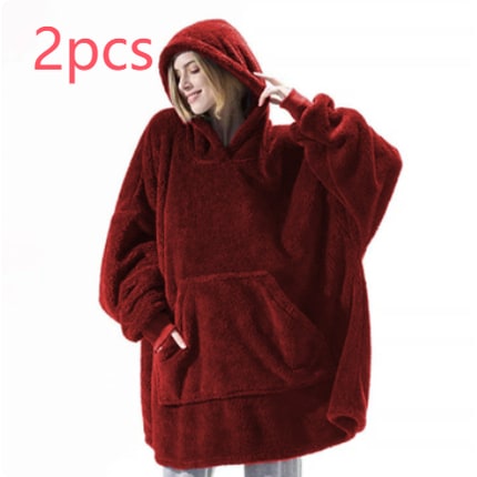 Draagbare dekenhoodie, oversized fleece met kangoeroezak