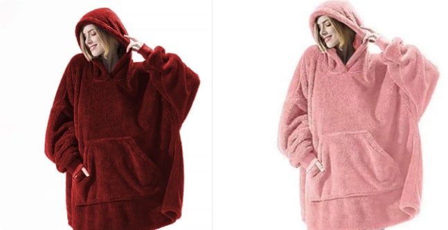 Draagbare dekenhoodie, oversized fleece met kangoeroezak