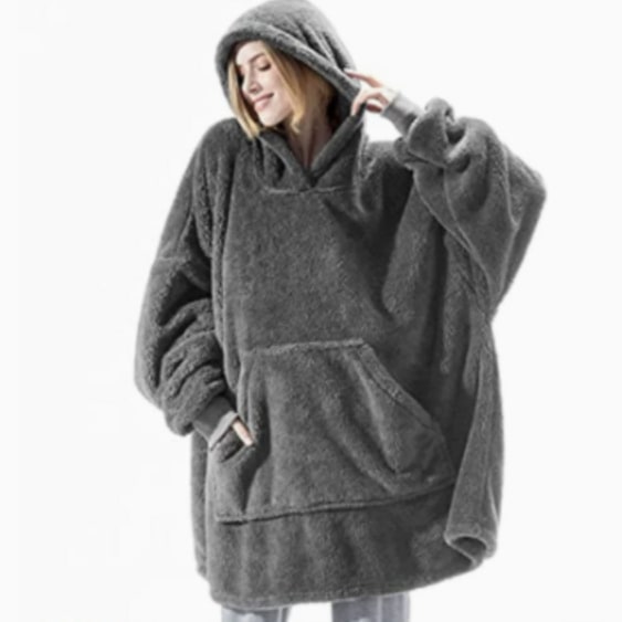 Draagbare dekenhoodie, oversized fleece met kangoeroezak