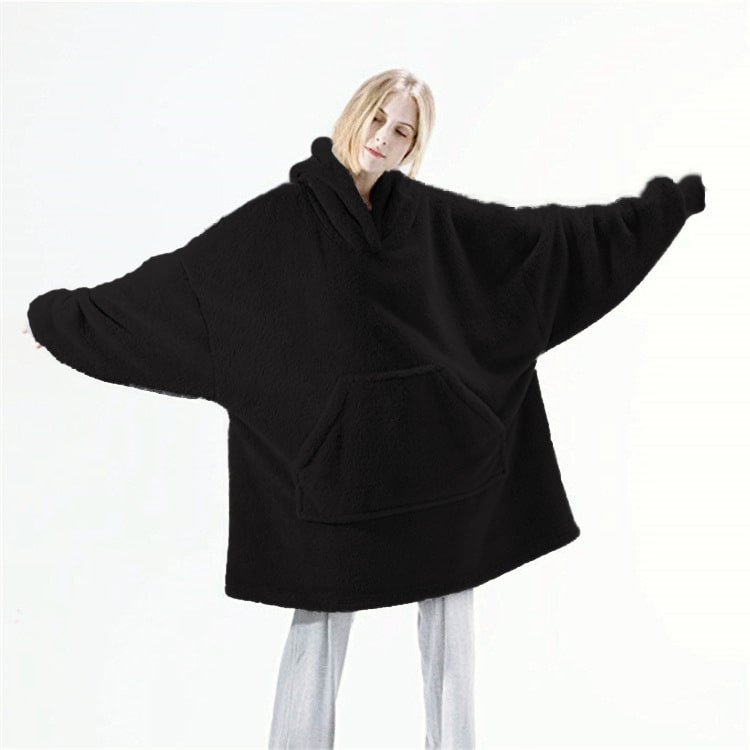 Draagbare dekenhoodie, oversized fleece met kangoeroezak