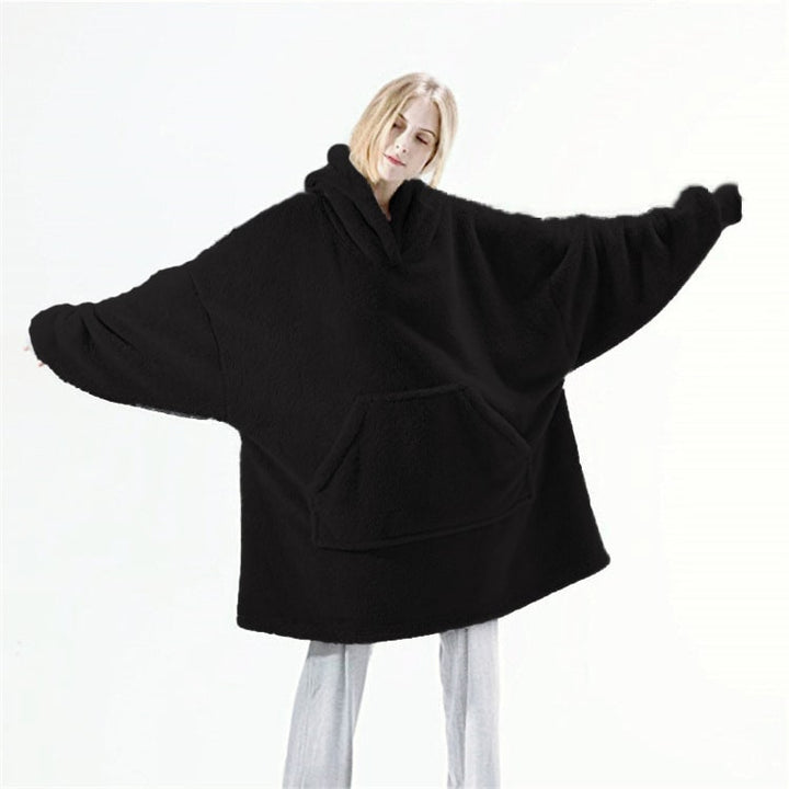 Draagbare dekenhoodie, oversized fleece met kangoeroezak