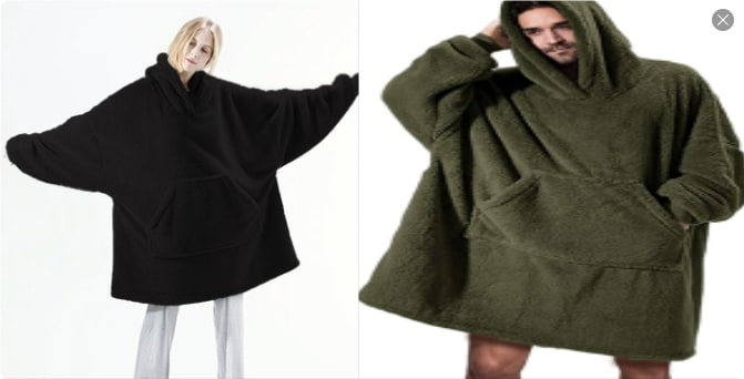 Draagbare dekenhoodie, oversized fleece met kangoeroezak