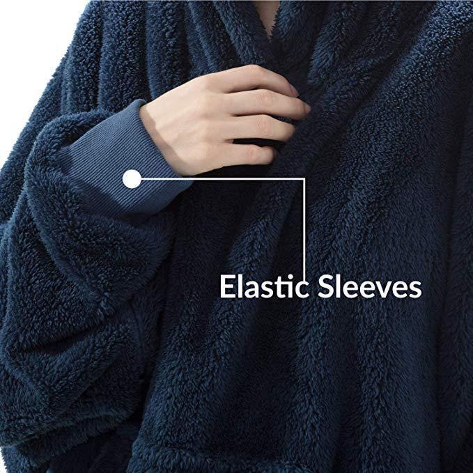 Draagbare dekenhoodie, oversized fleece met kangoeroezak