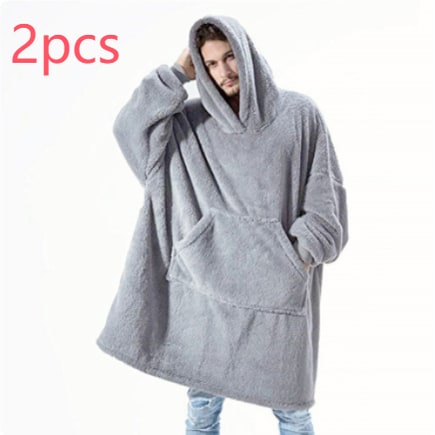 Draagbare dekenhoodie, oversized fleece met kangoeroezak