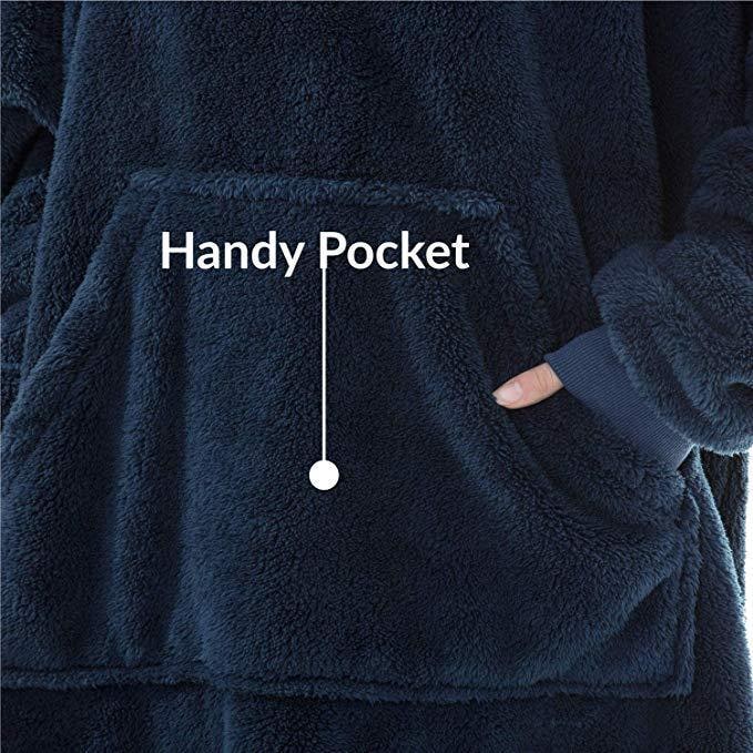 Draagbare dekenhoodie, oversized fleece met kangoeroezak
