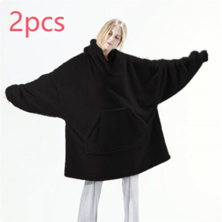 Draagbare dekenhoodie, oversized fleece met kangoeroezak