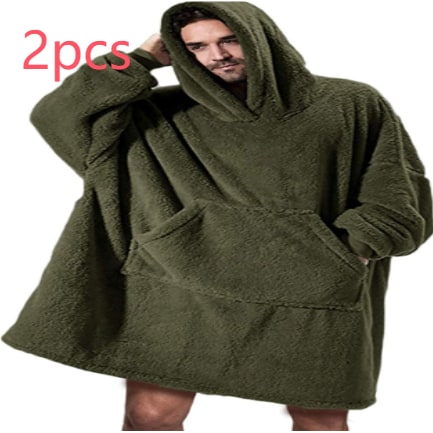 Draagbare dekenhoodie, oversized fleece met kangoeroezak