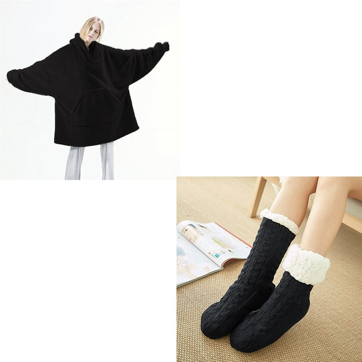 Draagbare dekenhoodie, oversized fleece met kangoeroezak