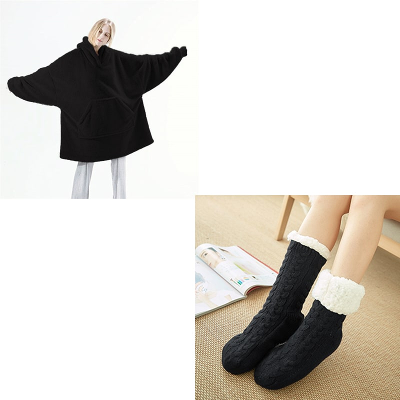 Draagbare dekenhoodie, oversized fleece met kangoeroezak