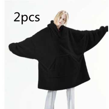 Draagbare dekenhoodie, oversized fleece met kangoeroezak