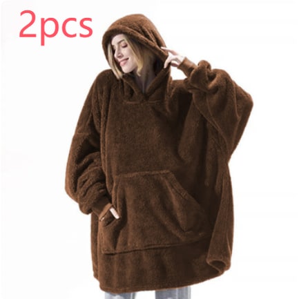 Draagbare dekenhoodie, oversized fleece met kangoeroezak