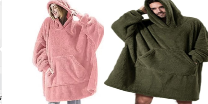 Draagbare dekenhoodie, oversized fleece met kangoeroezak