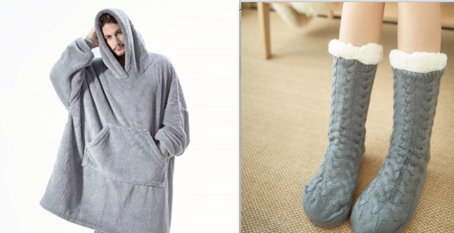 Draagbare dekenhoodie, oversized fleece met kangoeroezak