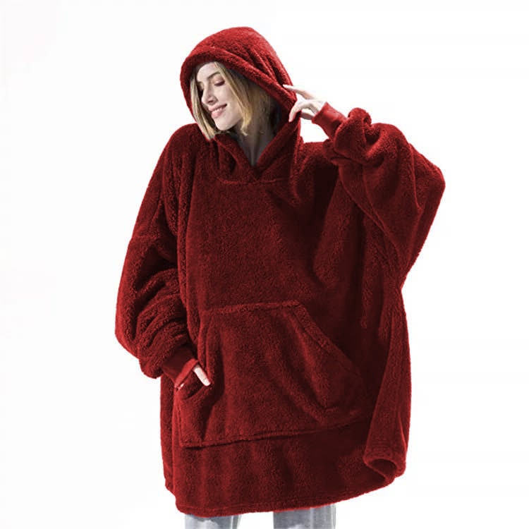 Draagbare dekenhoodie, oversized fleece met kangoeroezak