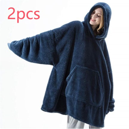 Draagbare dekenhoodie, oversized fleece met kangoeroezak
