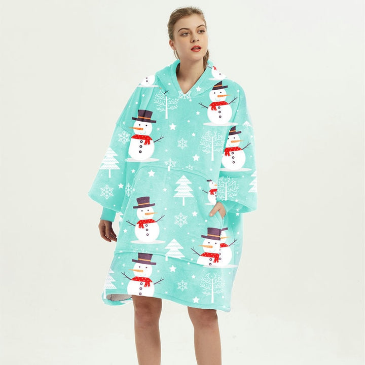 Draagbare dekenhoodie met sherpa voering, oversized fleece pullover