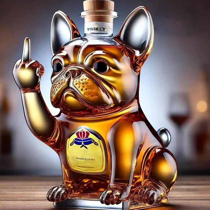 Whiskykaraf glas nieuwigheid Franse bulldog kurk stop