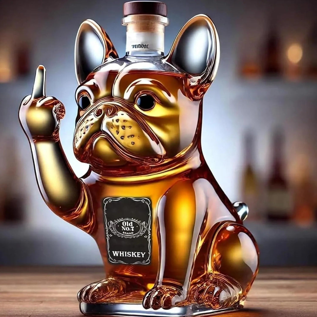 Whiskykaraf glas nieuwigheid Franse bulldog kurk stop
