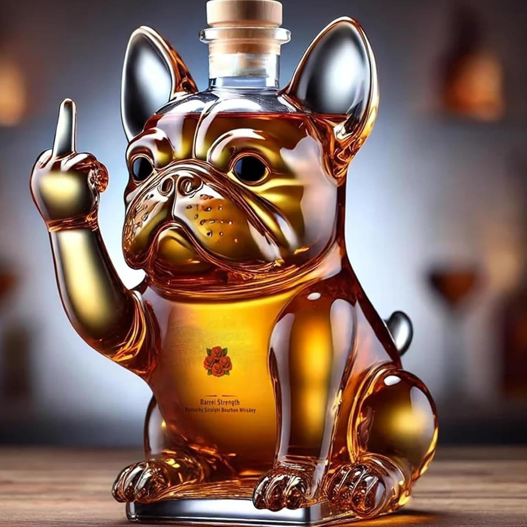 Whiskykaraf glas nieuwigheid Franse bulldog kurk stop